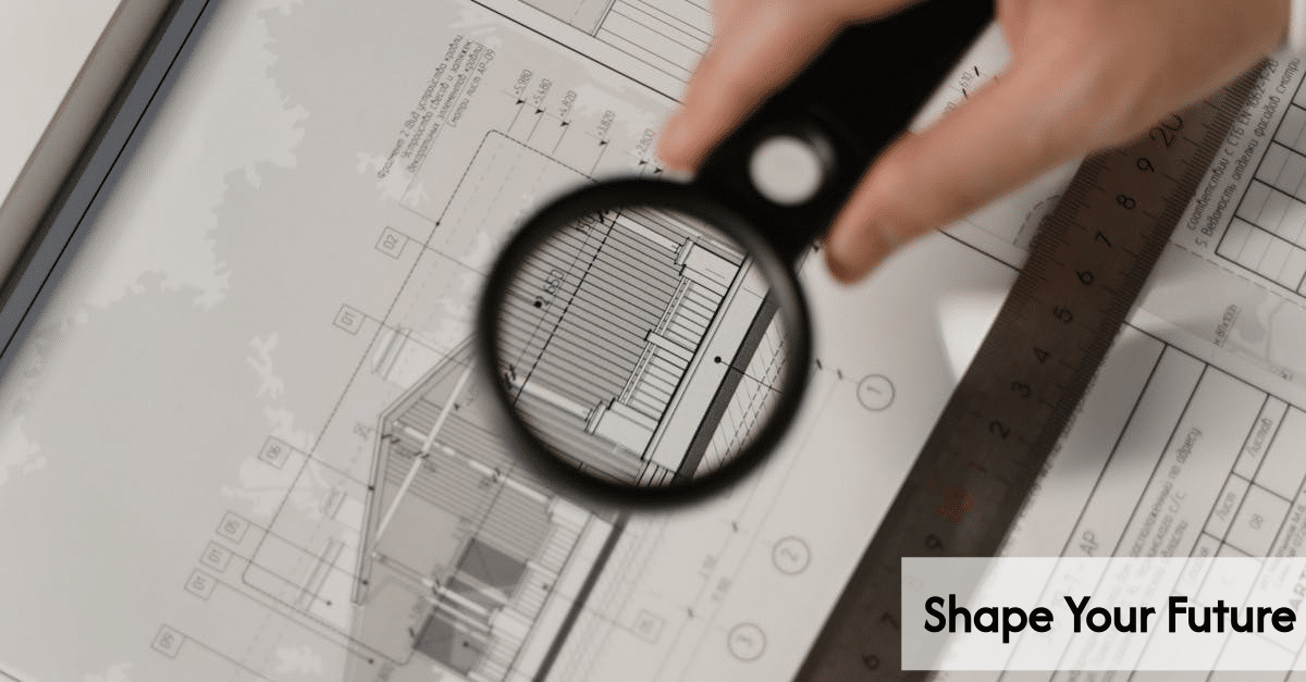 Architect analyzing architectural blueprints