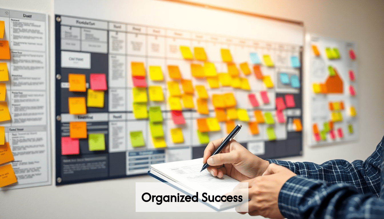 Project planning board in construction