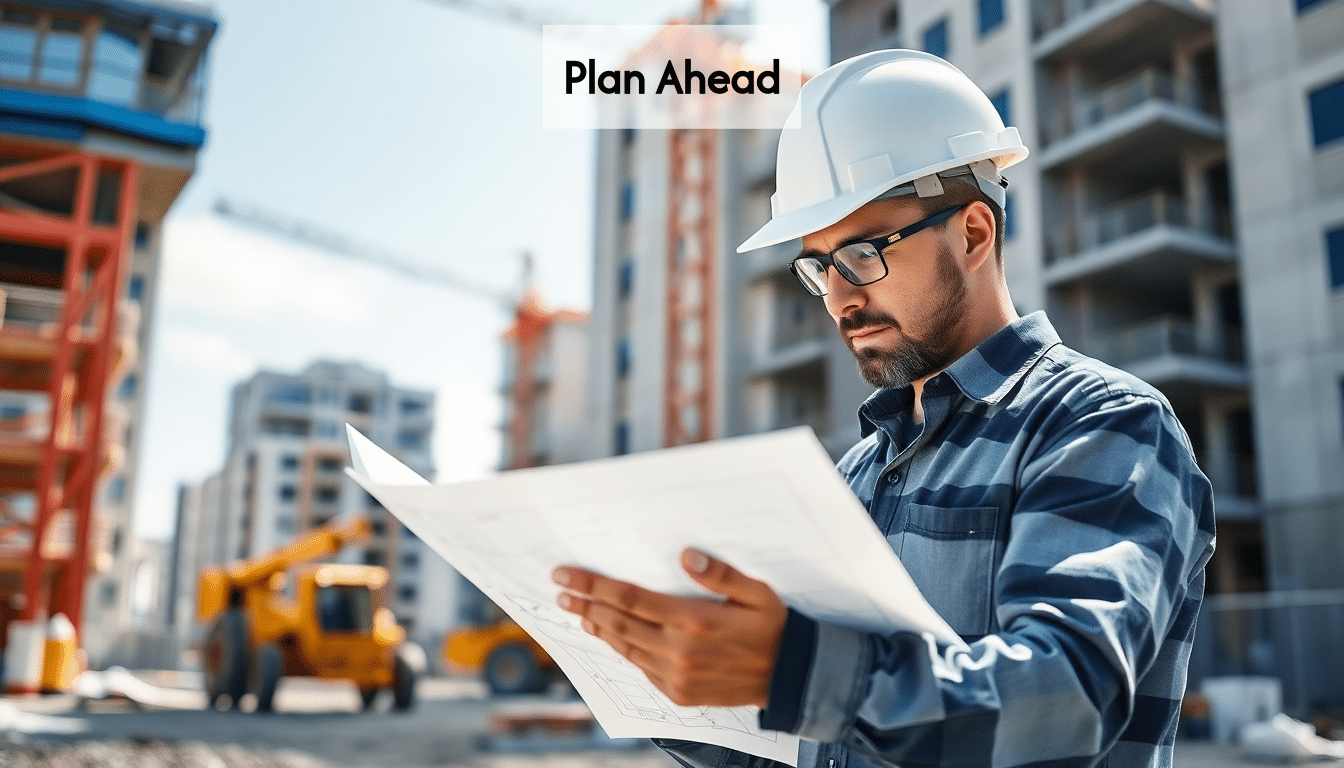 Architect with blueprints