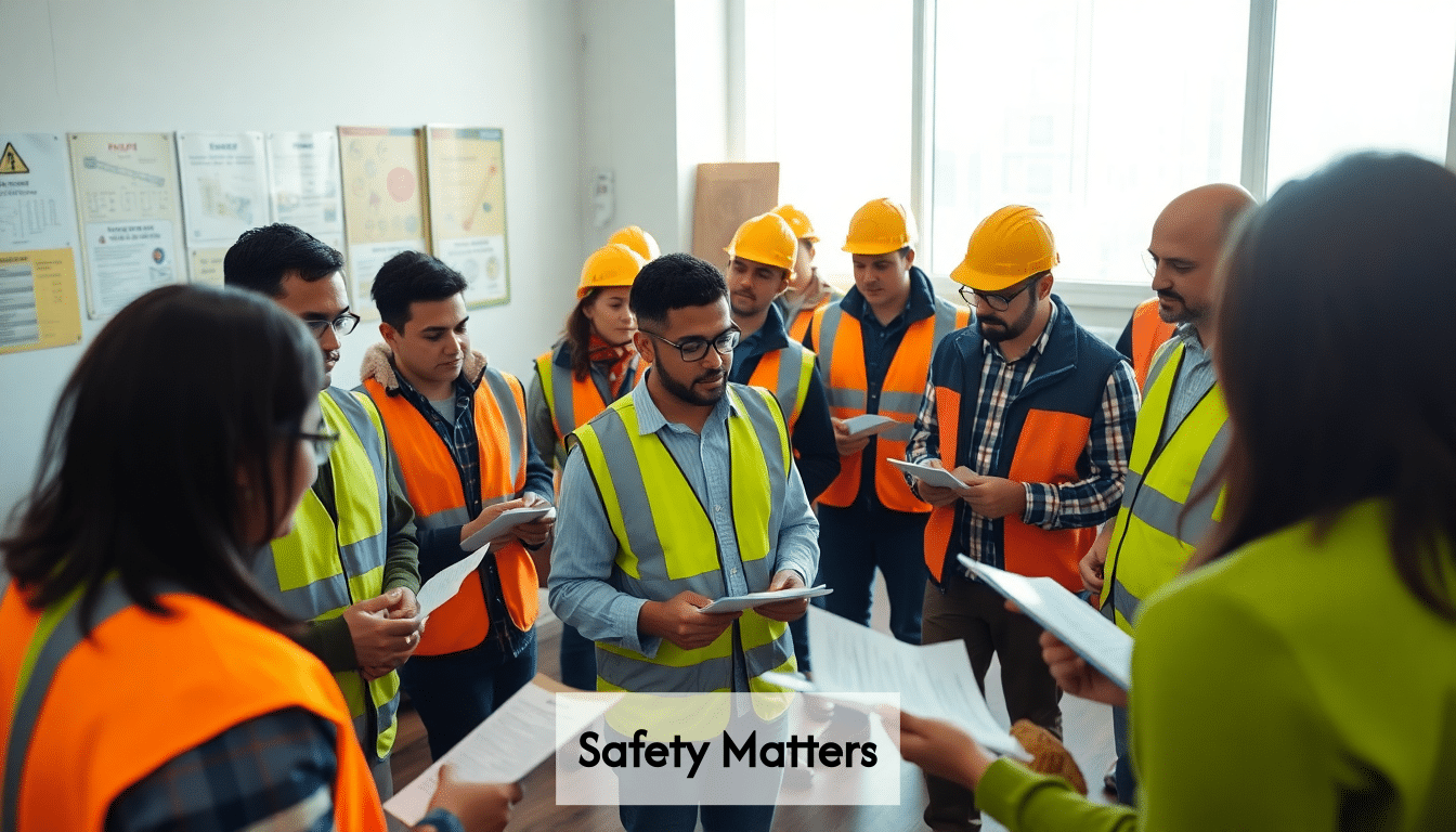 Workers engaged in construction safety training