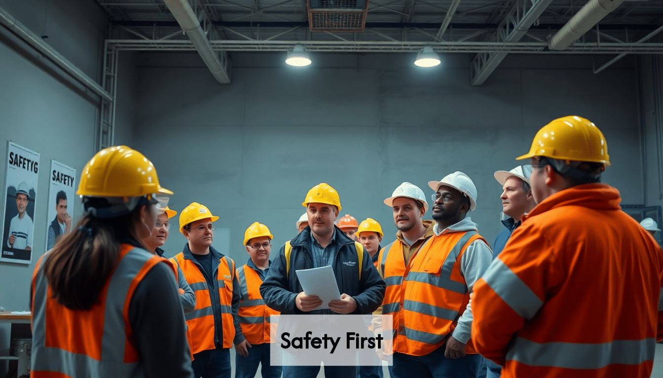 A safety training session for construction workers.