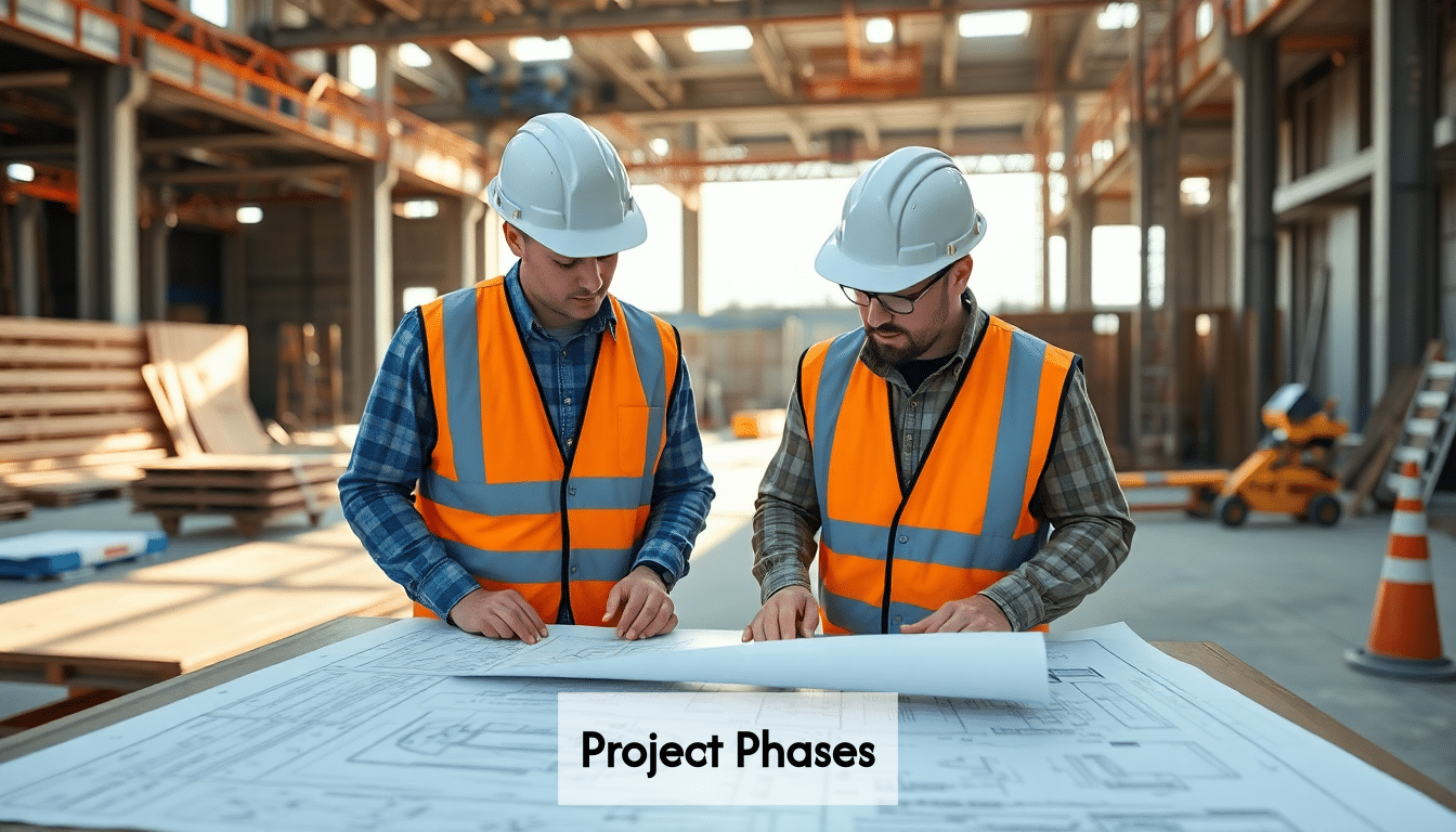Engineers reviewing blueprints