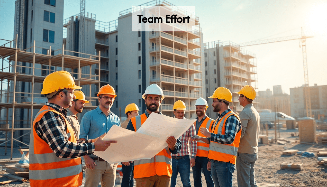 Construction team at work