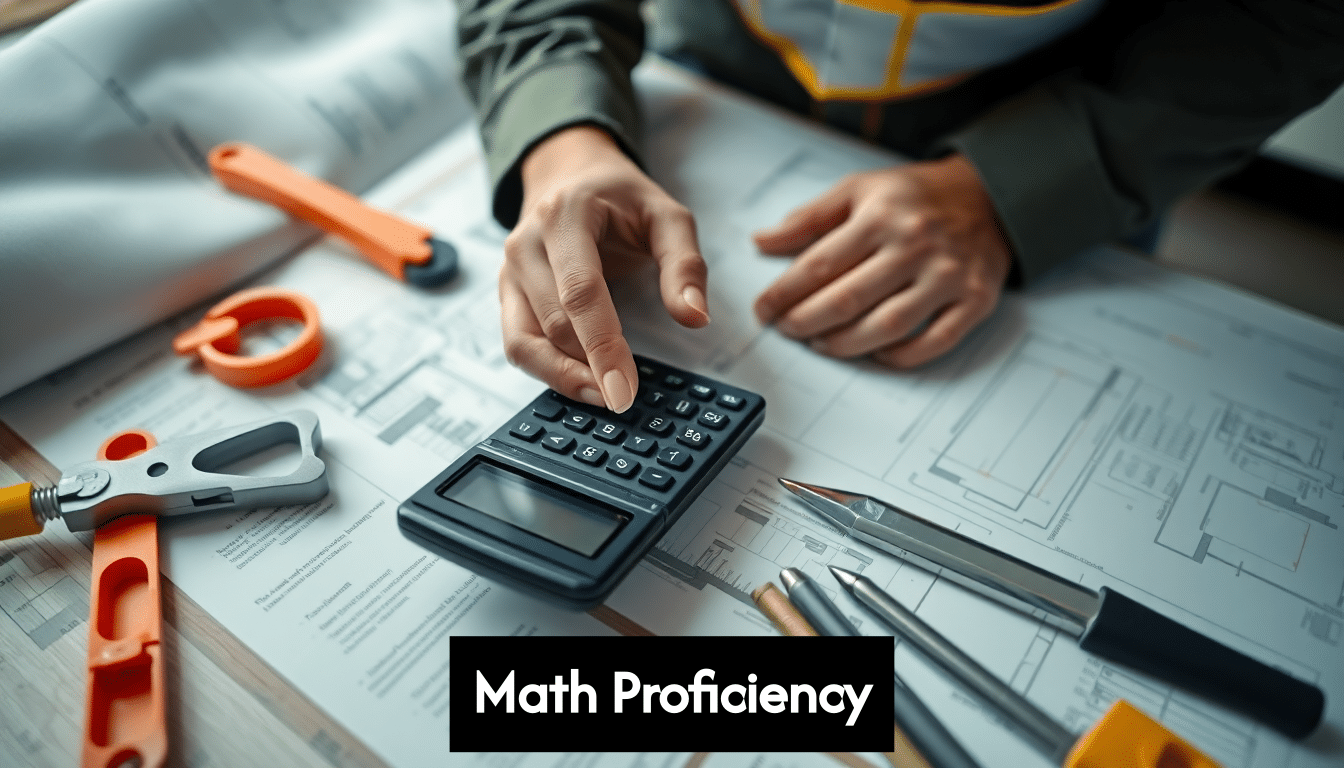 Construction worker calculating